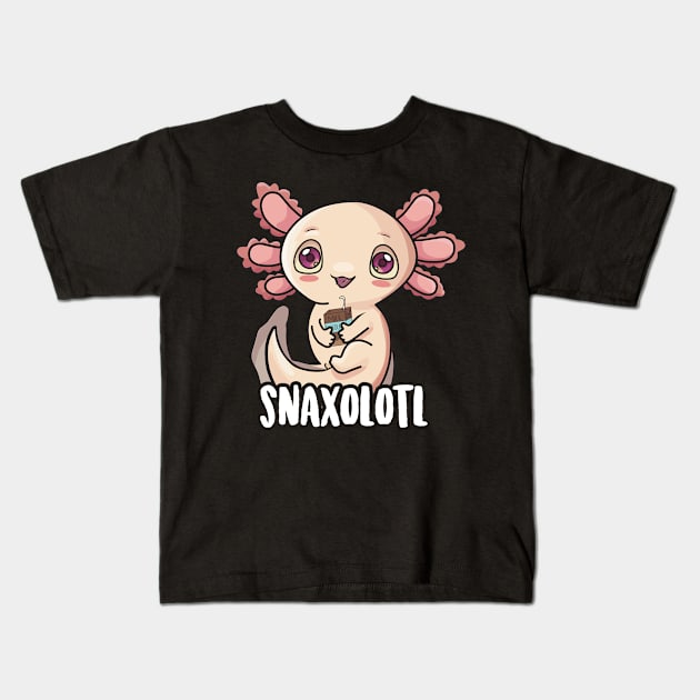 Snaxolotl Shirt Kids Kawaii Axolotl Drinking Chocolate Milk Kids T-Shirt by Boneworkshop